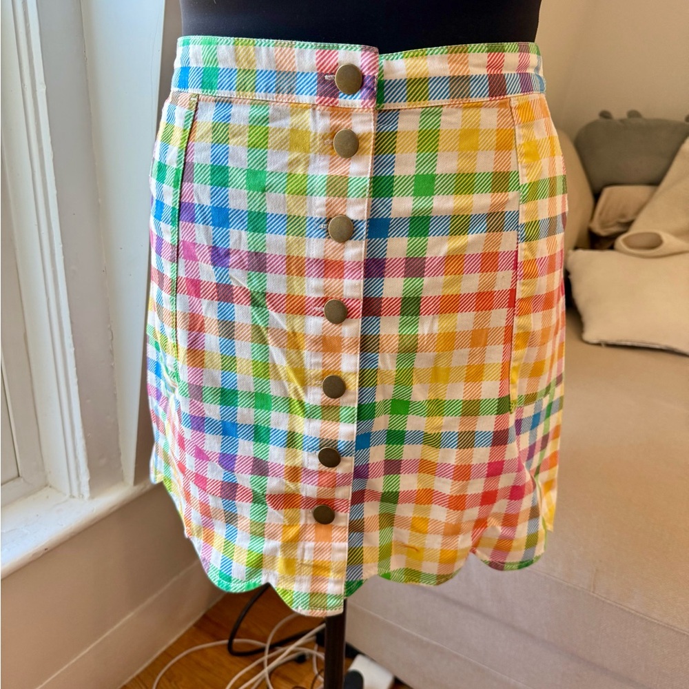 Vibrant Rainbow Plaid Mini Skirt